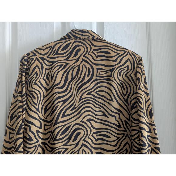 Joan Leslie Women's Blouse 10 Zebra Print Satin Button Up Workwear Vintage Style - Picture 6 of 15